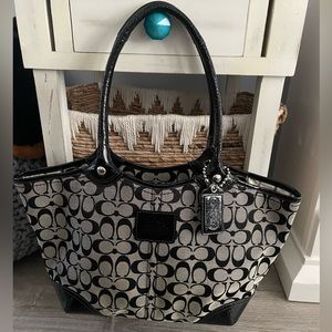 Coach black and gray signature purse